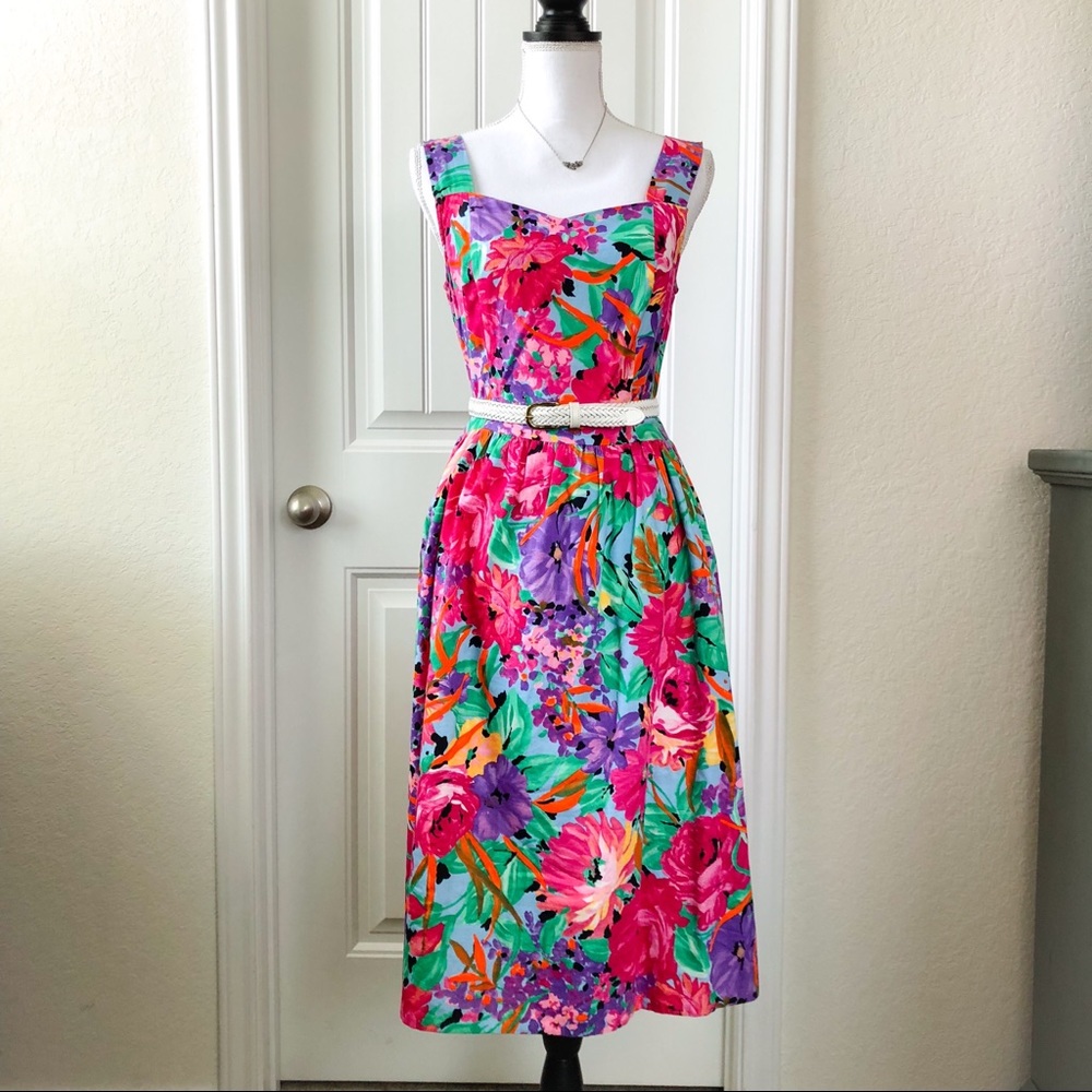 ⚡️Price Drop⚡️ VTG 80s floral cotton print dress